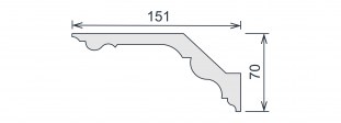 Фото сечения Карниз потолочный гипсовый гладкий КГ 108